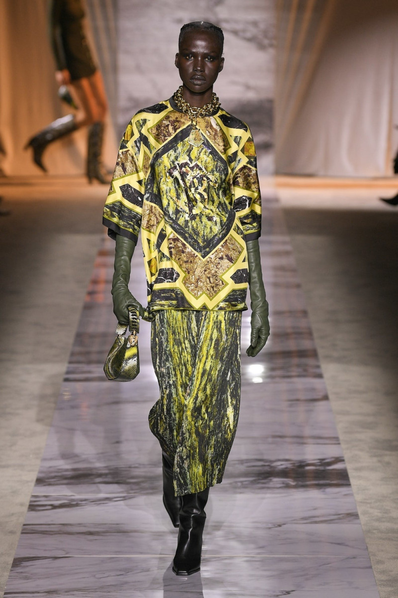 Naomi Apajok featured in  the Roberto Cavalli fashion show for Autumn/Winter 2024