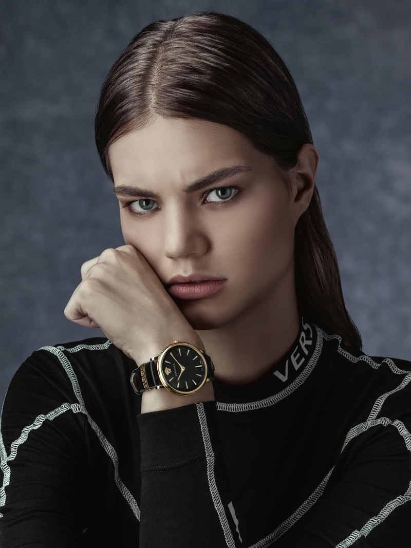 Myrthe Bolt featured in  the Versace Watches advertisement for Autumn/Winter 2017