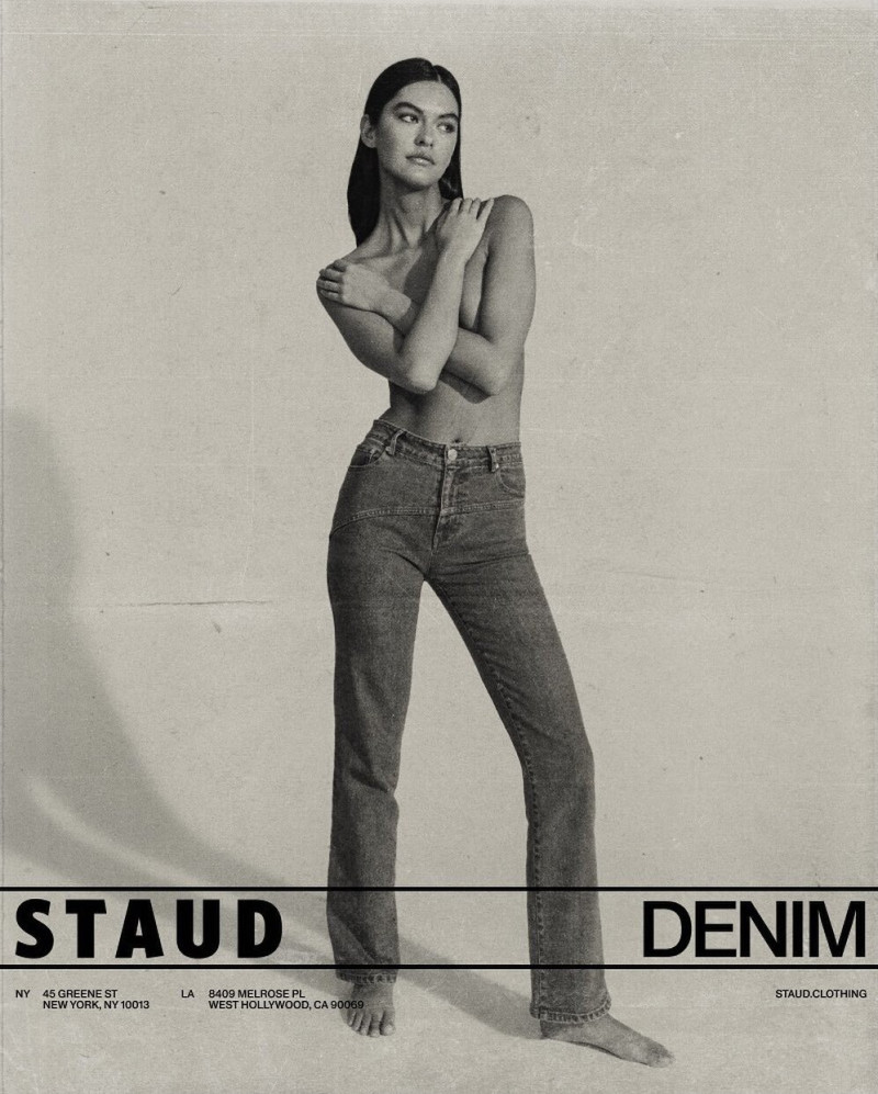 Kiana Carroll featured in  the Staud Denim advertisement for Spring/Summer 2024