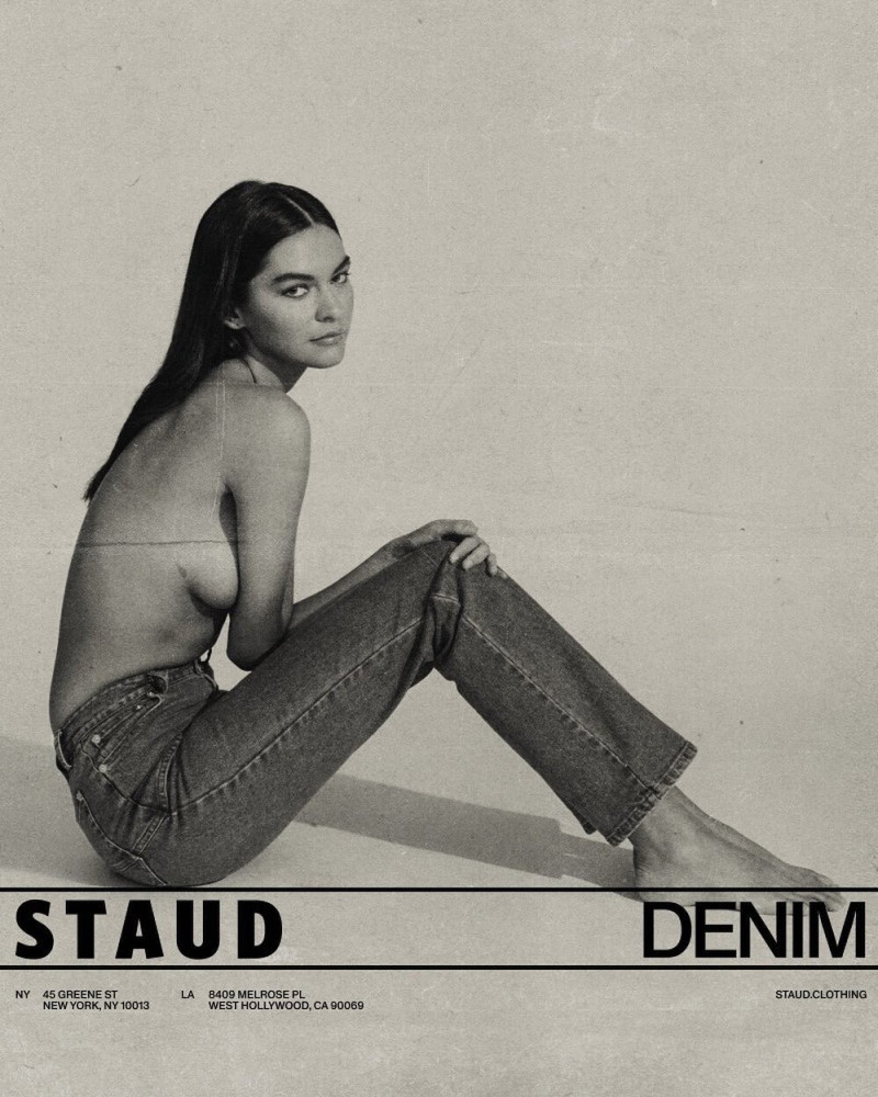 Kiana Carroll featured in  the Staud Denim advertisement for Spring/Summer 2024