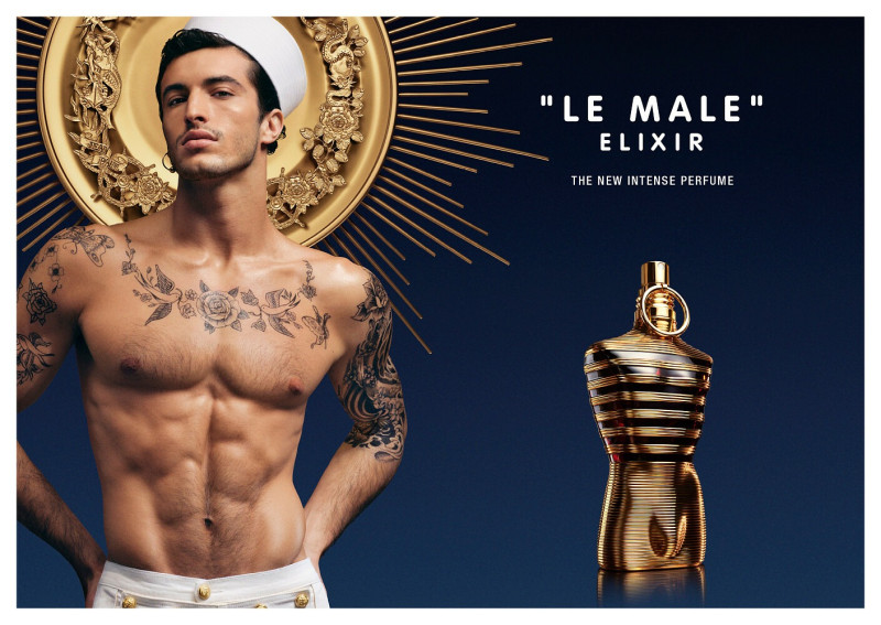 Raphael Diogo featured in  the Jean-Paul Gaultier Fragrance Elixir fragrance advertisement for Spring/Summer 2023