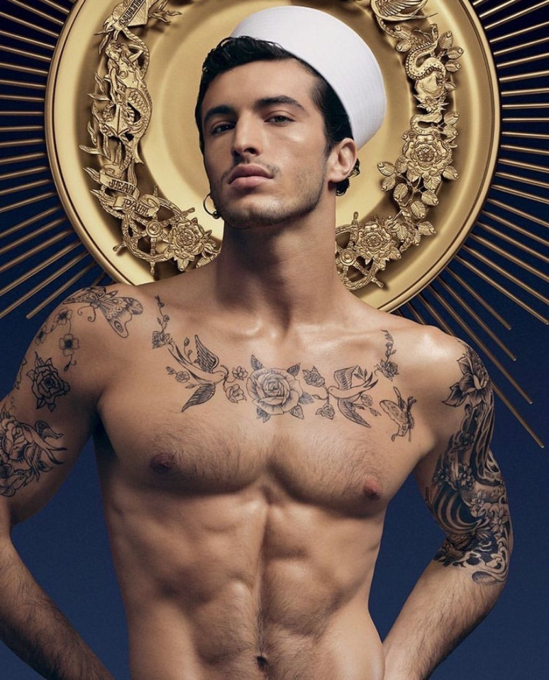 Raphael Diogo featured in  the Jean-Paul Gaultier Fragrance Elixir fragrance advertisement for Spring/Summer 2023