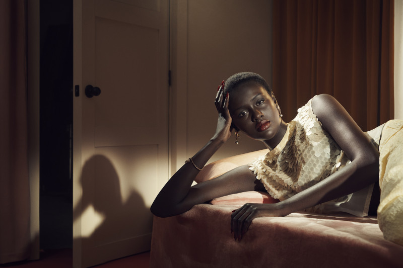 Nyawurh Chuol featured in  the Zara Zara S/S 2024 Studio Collection advertisement for Spring 2024