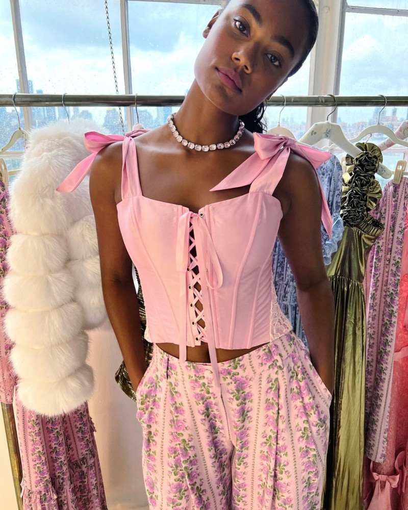 Ange-Marie Moutambou featured in  the LoveShackFancy catalogue for Spring/Summer 2024