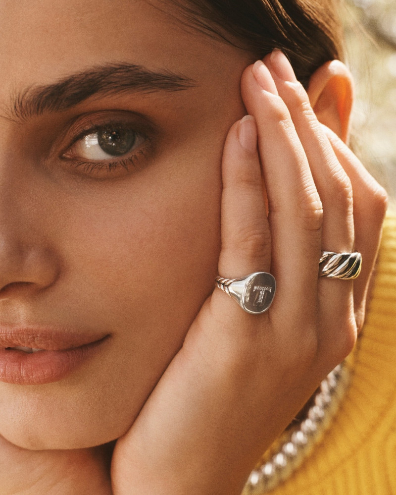 Taylor Hill featured in  the David Yurman advertisement for Winter 2023