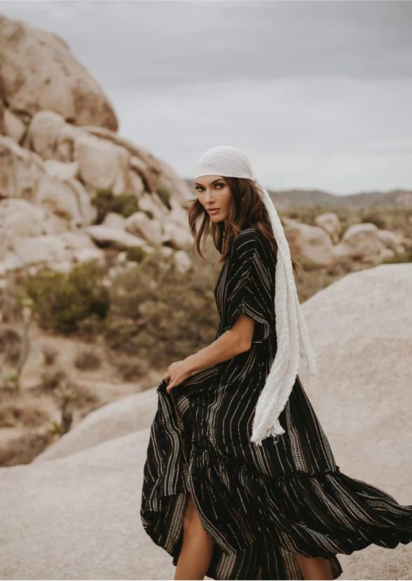 Kyla Grandy featured in  the Elan lookbook for Resort 2022