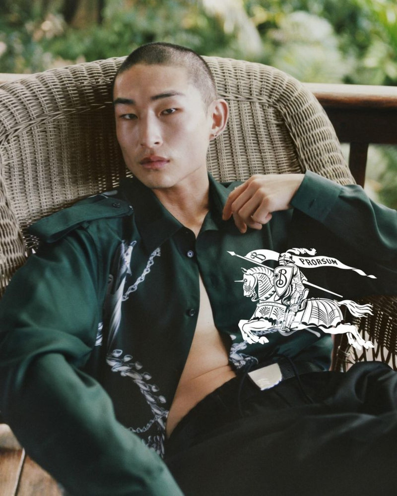 Sang Woo Kim featured in  the Burberry advertisement for Spring/Summer 2024
