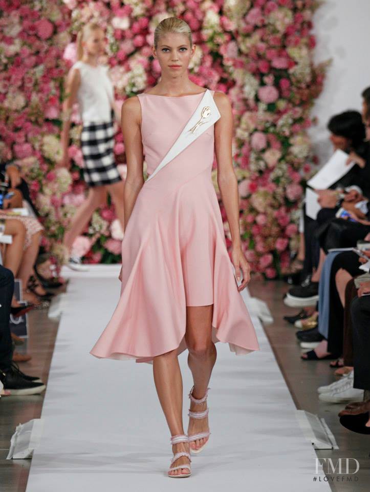 Devon Windsor featured in  the Oscar de la Renta fashion show for Spring/Summer 2015