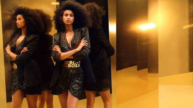 Imaan Hammam featured in  the Boss by Hugo Boss advertisement for Holiday 2023