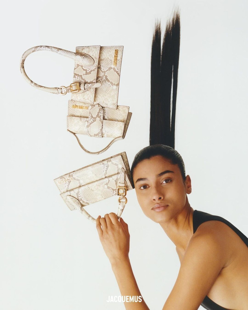 Imaan Hammam featured in  the Jacquemus Les Sculptures advertisement for Spring/Summer 2024