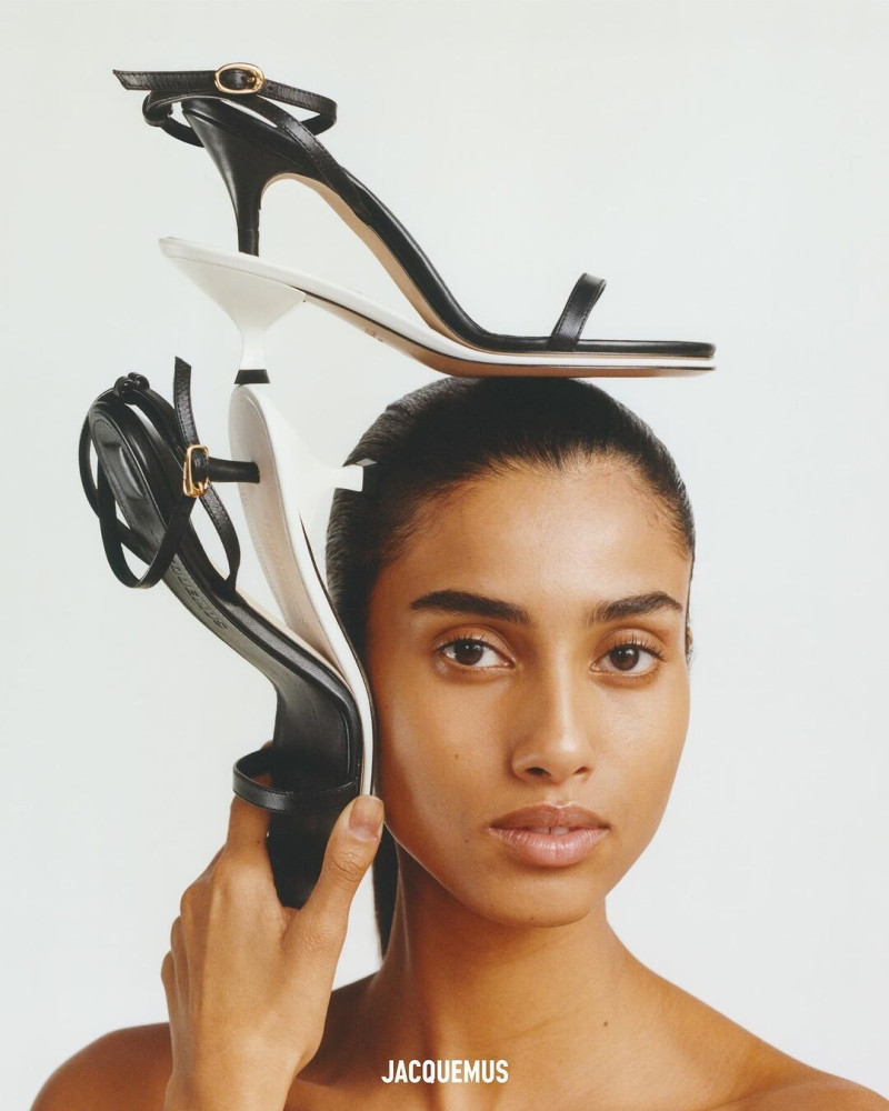 Imaan Hammam featured in  the Jacquemus Les Sculptures advertisement for Spring/Summer 2024