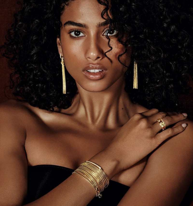 Imaan Hammam featured in  the Holt Renfrew advertisement for Spring/Summer 2024