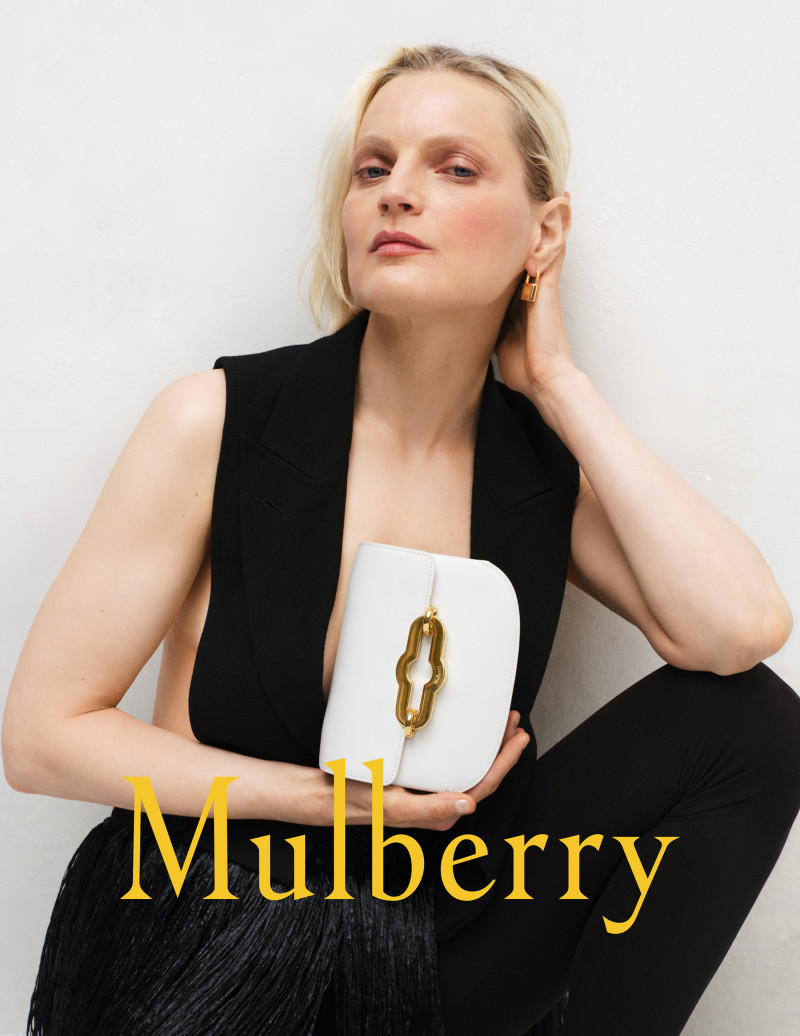 Guinevere van Seenus featured in  the Mulberry advertisement for Summer 2024