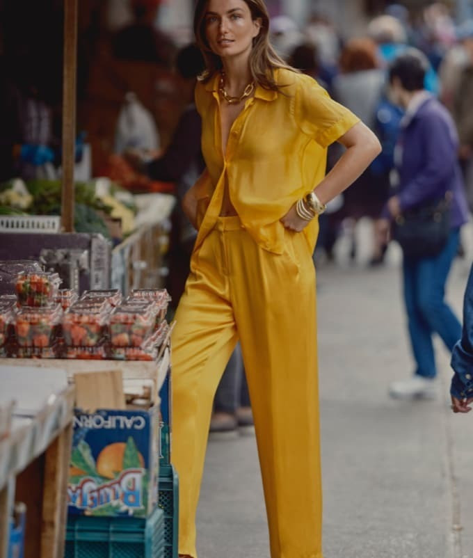 Andreea Diaconu featured in  the J.Crew lookbook for Pre-Fall 2023