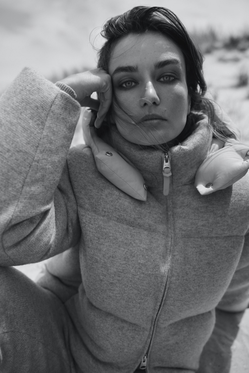 Andreea Diaconu featured in  the Mackage advertisement for Autumn/Winter 2023