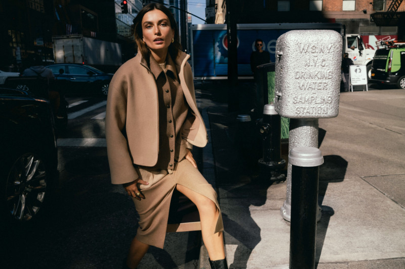 Andreea Diaconu featured in  the Massimo Dutti lookbook for Autumn/Winter 2023