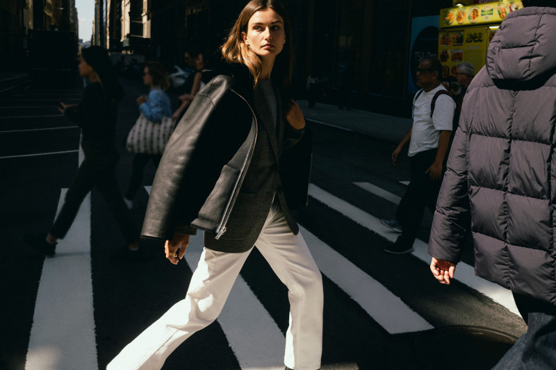 Andreea Diaconu featured in  the Massimo Dutti lookbook for Autumn/Winter 2023