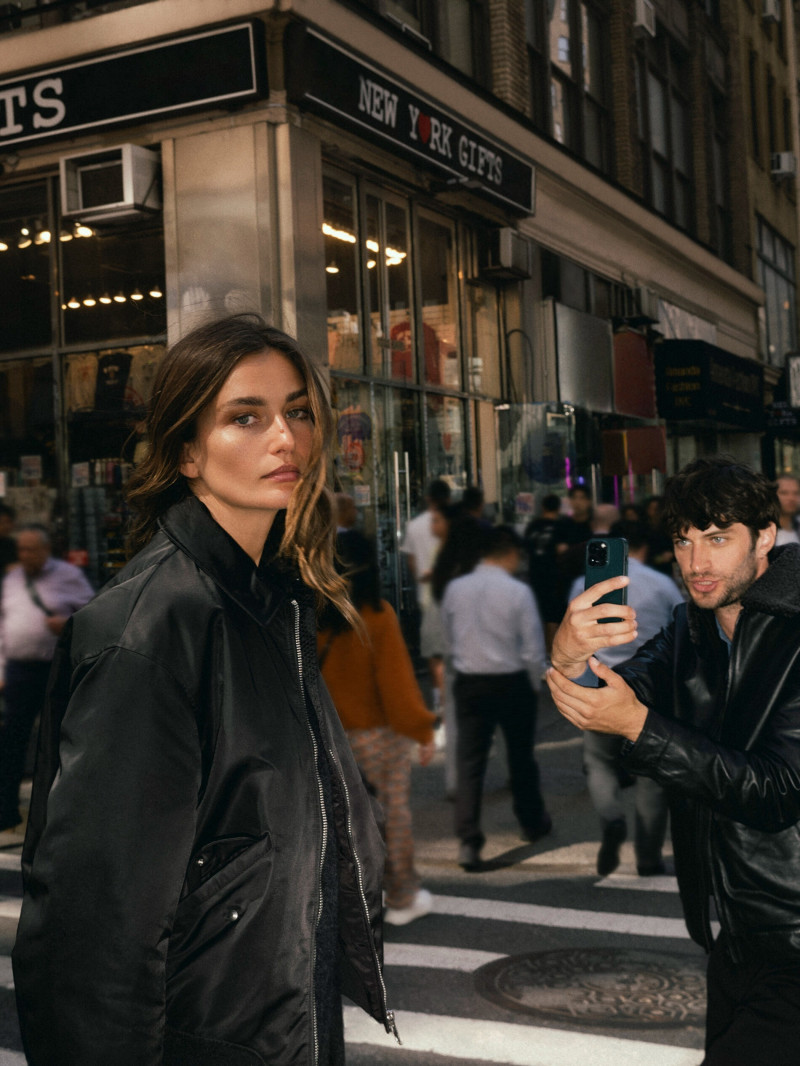 Andreea Diaconu featured in  the Massimo Dutti lookbook for Autumn/Winter 2023