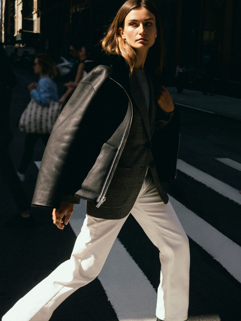 Andreea Diaconu featured in  the Massimo Dutti lookbook for Autumn/Winter 2023