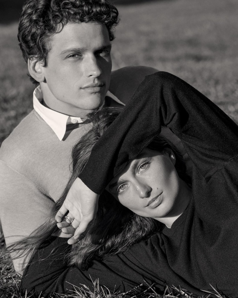 Andreea Diaconu featured in  the Ralph Lauren Cradle to Cradle Certified® Gold Cashmere advertisement for Spring/Summer 2023