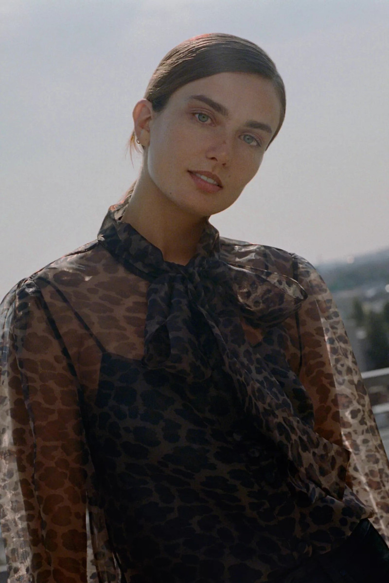 Andreea Diaconu featured in  the Anthropologie advertisement for Holiday 2021