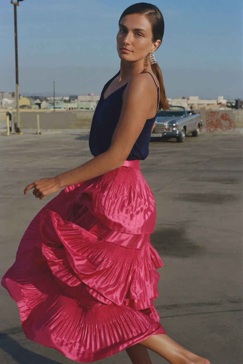 Andreea Diaconu featured in  the Anthropologie advertisement for Holiday 2021