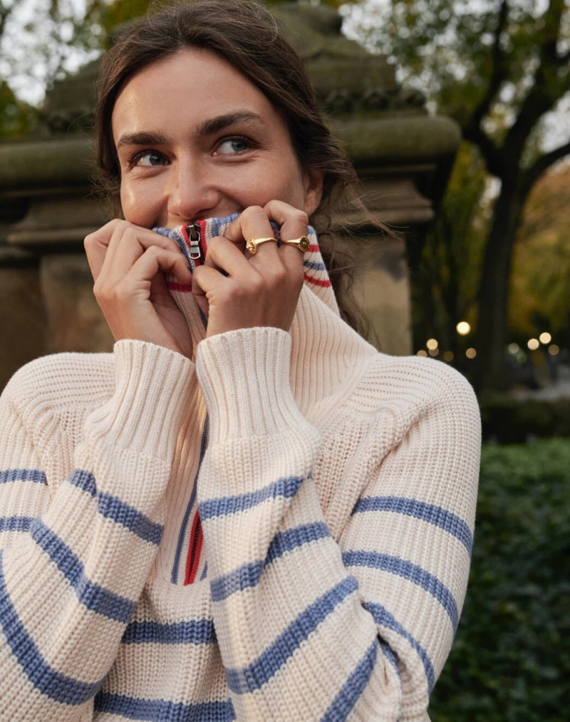 Andreea Diaconu featured in  the J.Crew advertisement for Pre-Spring 2022