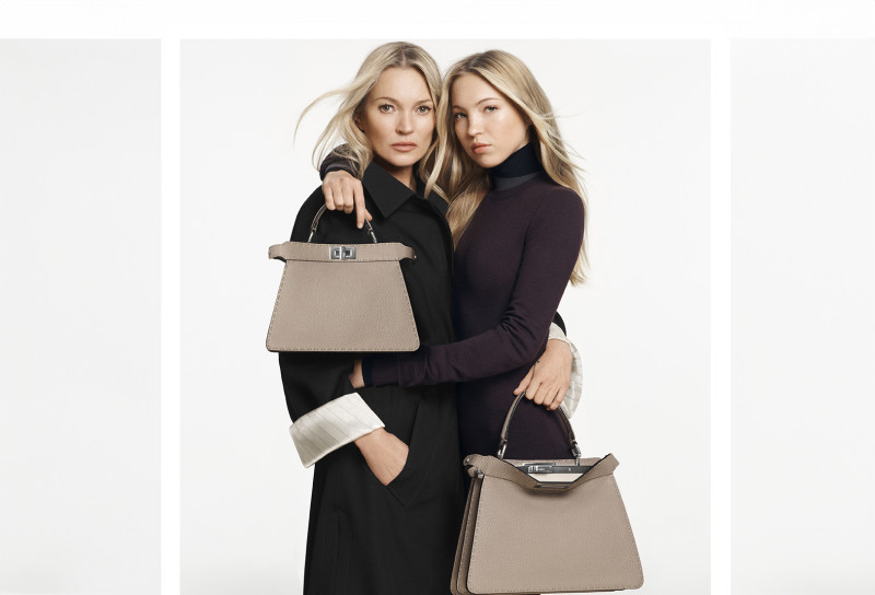 Kate Moss featured in  the Fendi Fendi Peekaboo Bag 2024 Campaign advertisement for Spring 2024