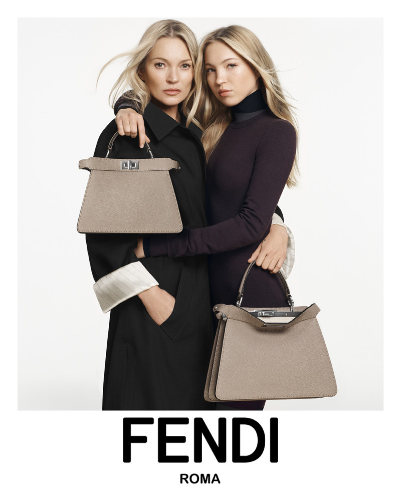 Kate Moss featured in  the Fendi Fendi Peekaboo Bag 2024 Campaign advertisement for Spring 2024