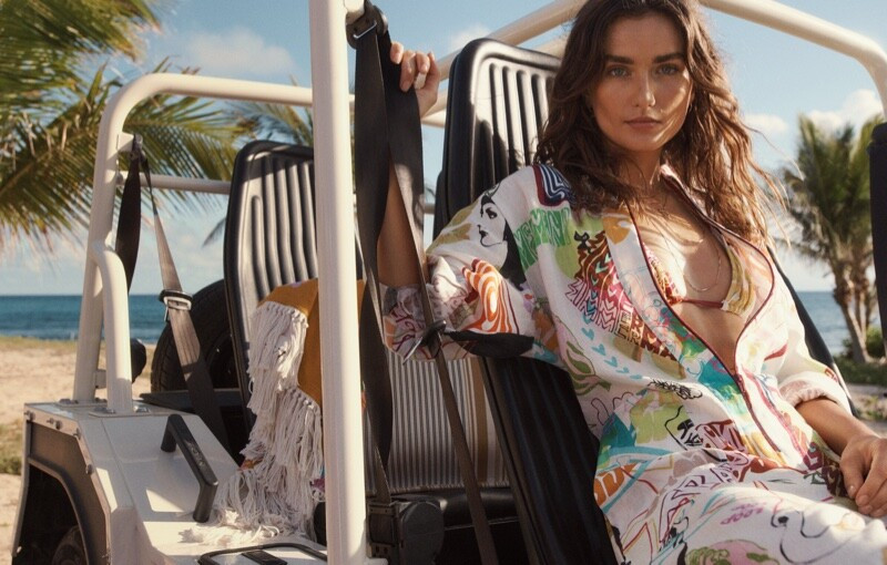 Andreea Diaconu featured in  the Zimmermann Swim advertisement for Summer 2021