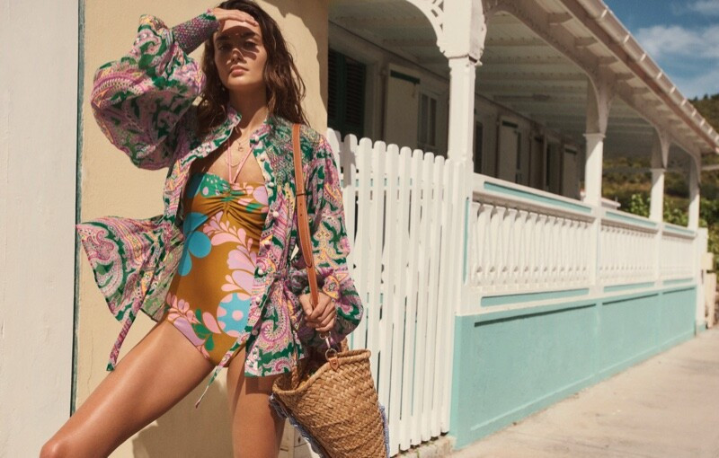 Andreea Diaconu featured in  the Zimmermann Swim advertisement for Summer 2021