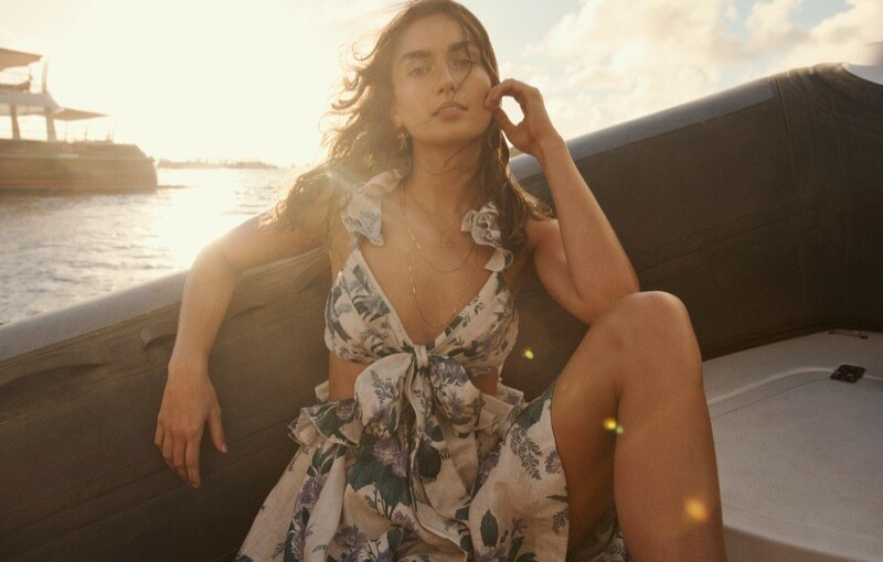 Andreea Diaconu featured in  the Zimmermann Swim advertisement for Summer 2021