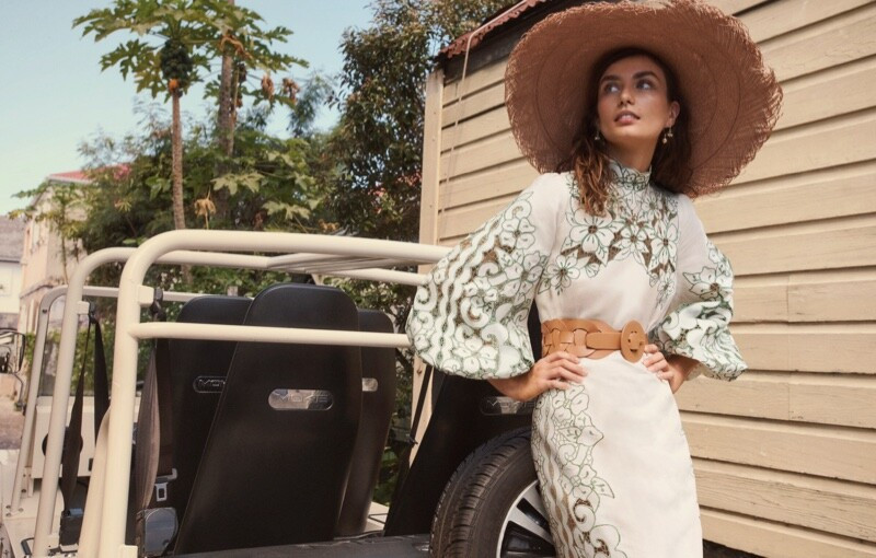 Andreea Diaconu featured in  the Zimmermann Swim advertisement for Summer 2021