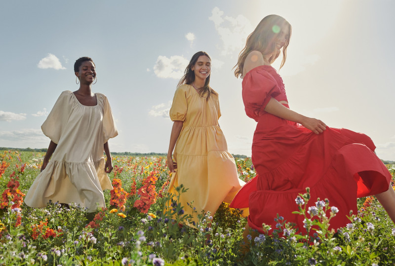 Andreea Diaconu featured in  the Mango Life in Bloom advertisement for Summer 2020