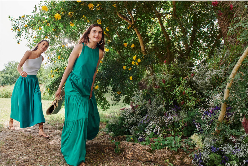 Andreea Diaconu featured in  the Mango Life in Bloom advertisement for Summer 2020