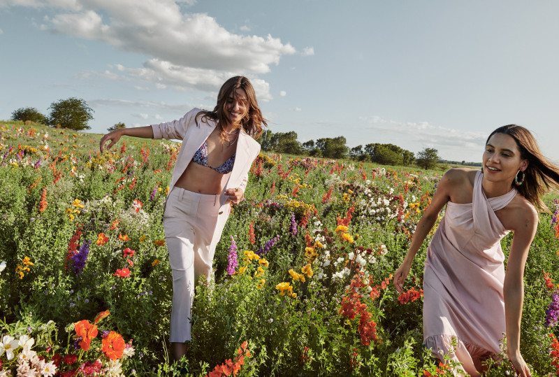 Andreea Diaconu featured in  the Mango Life in Bloom advertisement for Summer 2020