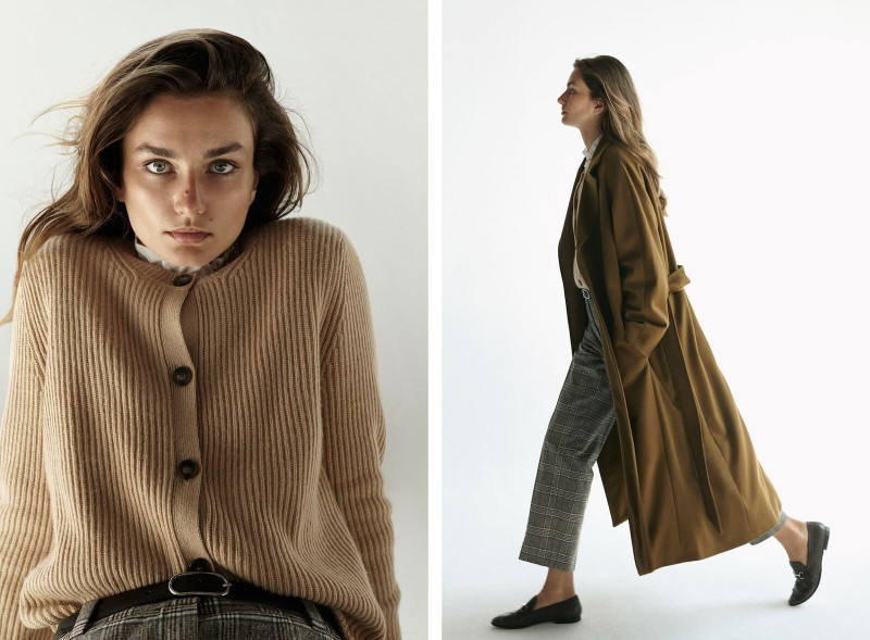 Andreea Diaconu featured in  the Massimo Dutti First View Report lookbook for Autumn/Winter 2019