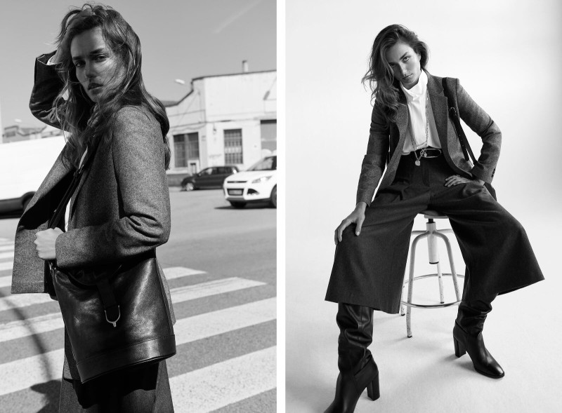 Andreea Diaconu featured in  the Massimo Dutti First View Report lookbook for Autumn/Winter 2019