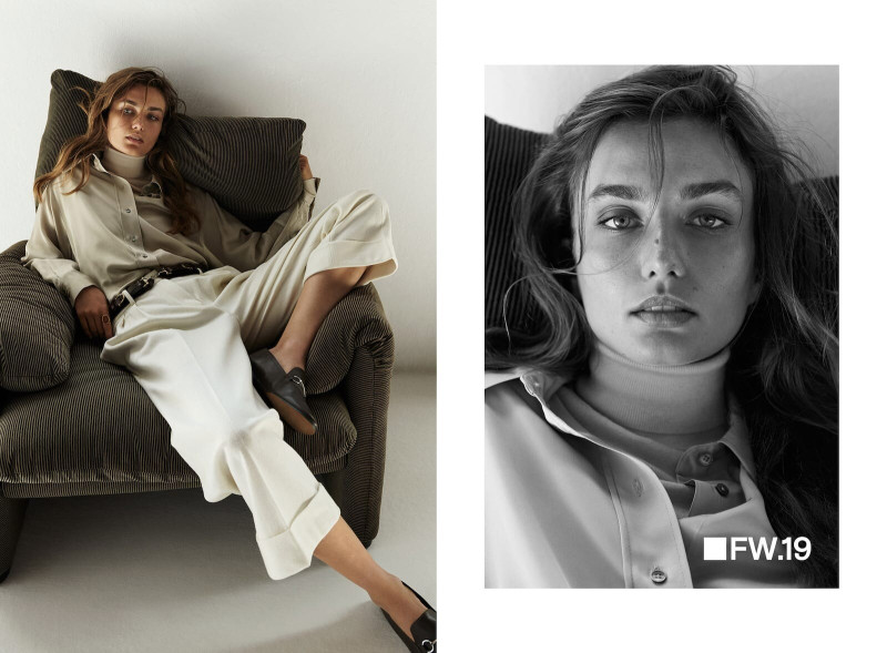 Andreea Diaconu featured in  the Massimo Dutti First View Report lookbook for Autumn/Winter 2019