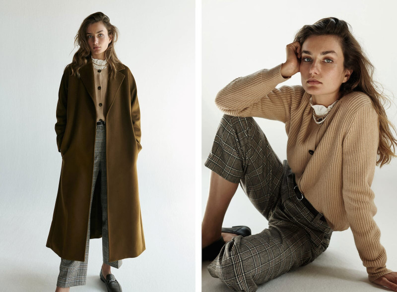 Andreea Diaconu featured in  the Massimo Dutti First View Report lookbook for Autumn/Winter 2019