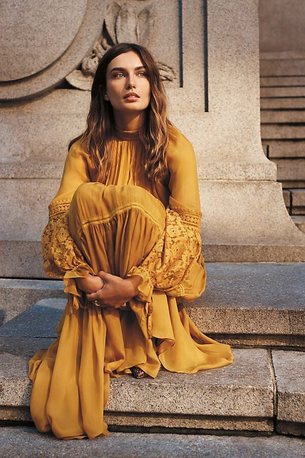 Andreea Diaconu featured in  the Anthropologie advertisement for Fall 2019