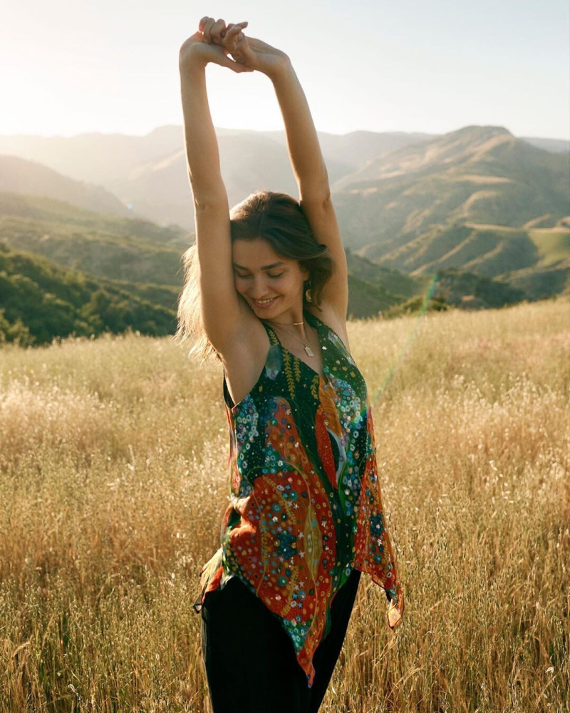 Andreea Diaconu featured in  the Anthropologie advertisement for Fall 2019