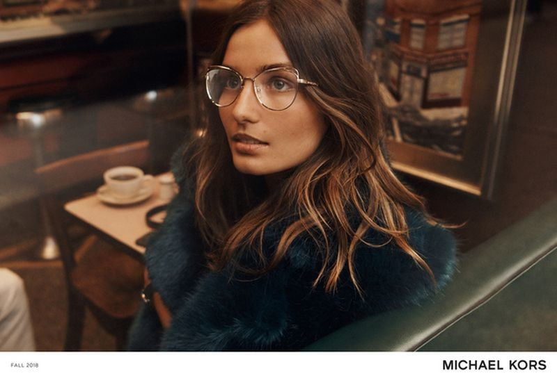 Andreea Diaconu featured in  the Michael Kors Eyewear advertisement for Autumn/Winter 2018