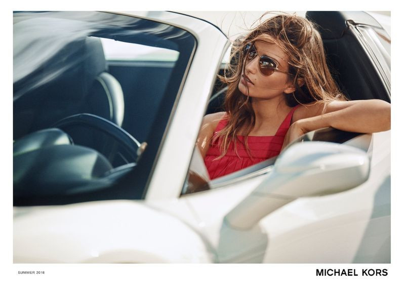 Andreea Diaconu featured in  the Michael Kors Collection advertisement for Summer 2018