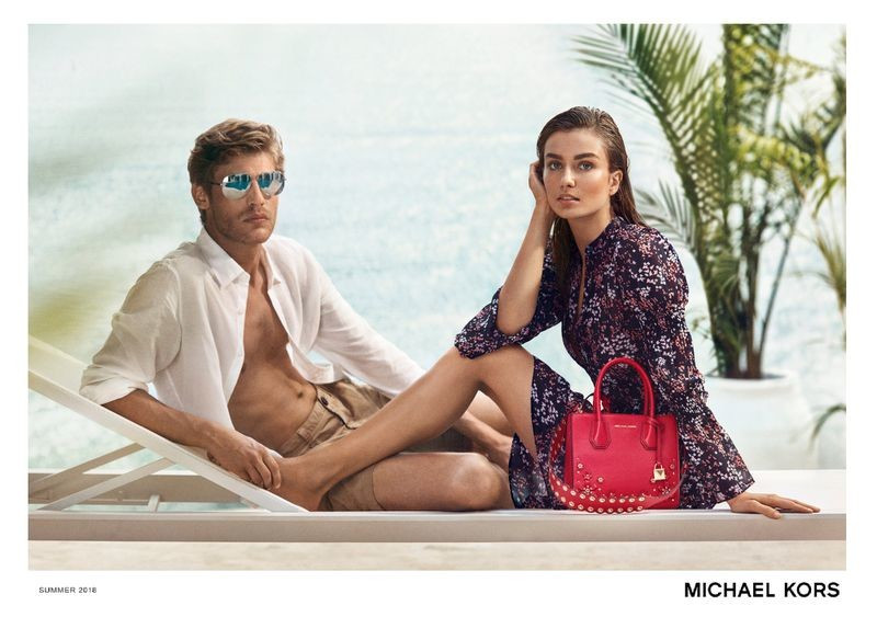 Andreea Diaconu featured in  the Michael Kors Collection advertisement for Summer 2018