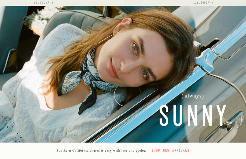 Andreea Diaconu featured in  the Anthropologie lookbook for Spring/Summer 2018