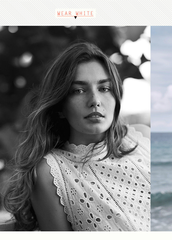 Andreea Diaconu featured in  the Anthropologie lookbook for Summer 2017