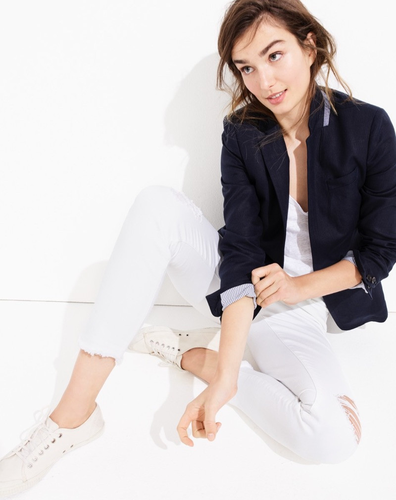 Andreea Diaconu featured in  the J.Crew May \'17 Style Guide lookbook for Summer 2017