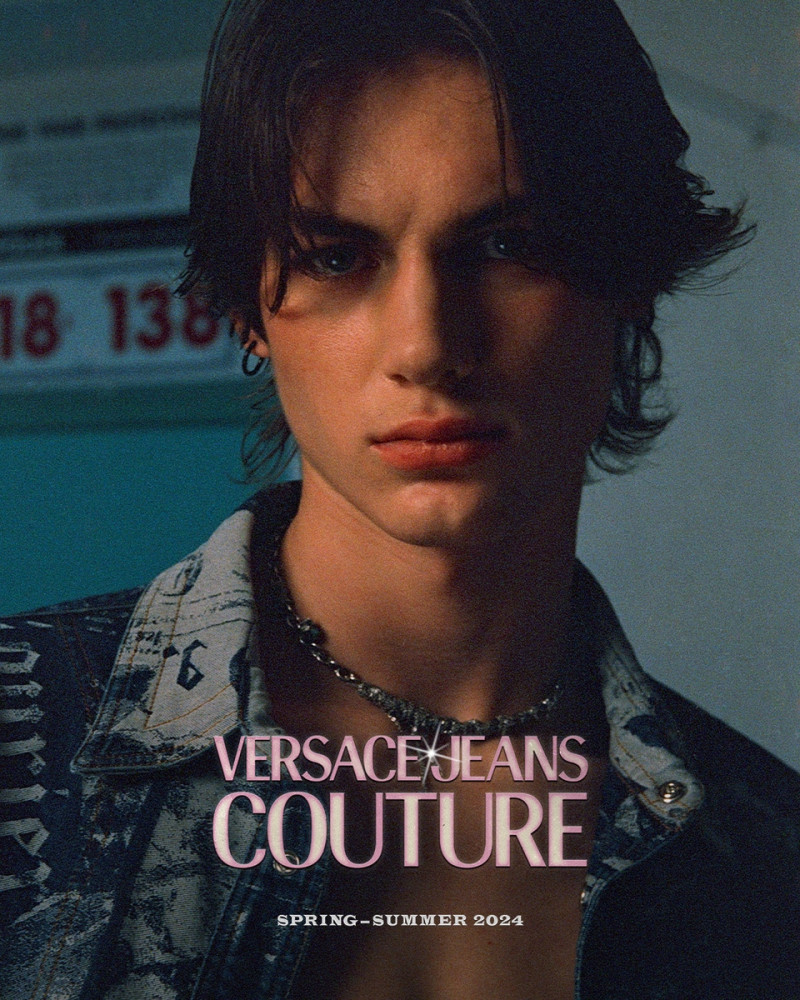 Finn Farrell featured in  the Versace Jeans Couture advertisement for Spring/Summer 2024