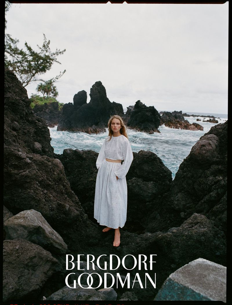 Rebecca Leigh Longendyke featured in  the Bergdorf Goodman advertisement for Spring/Summer 2021